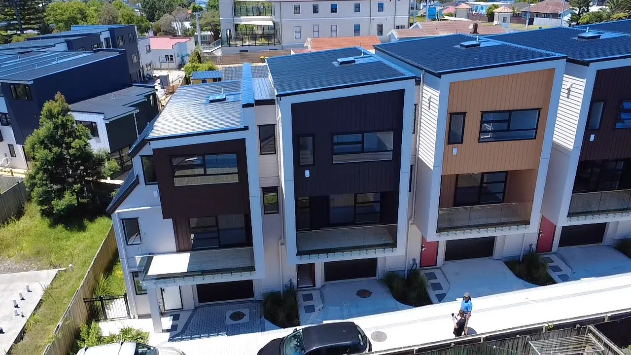 Aerial view of Auckland apartment complex