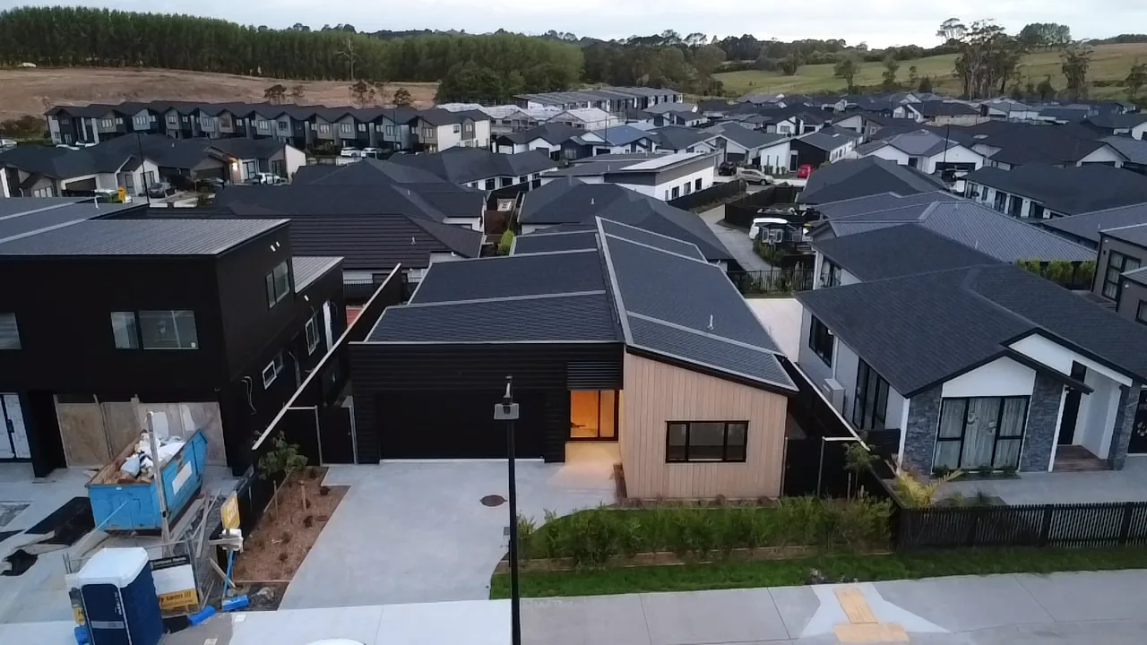 Aerial view of Auckland suburban street